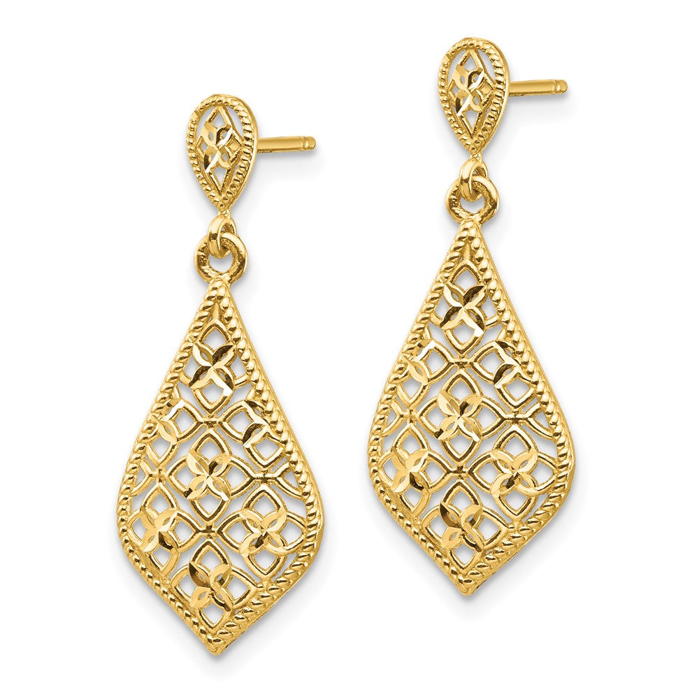 14k Yellow Gold 10 mm Fancy Dangle Post Earrings (1.53 grams)