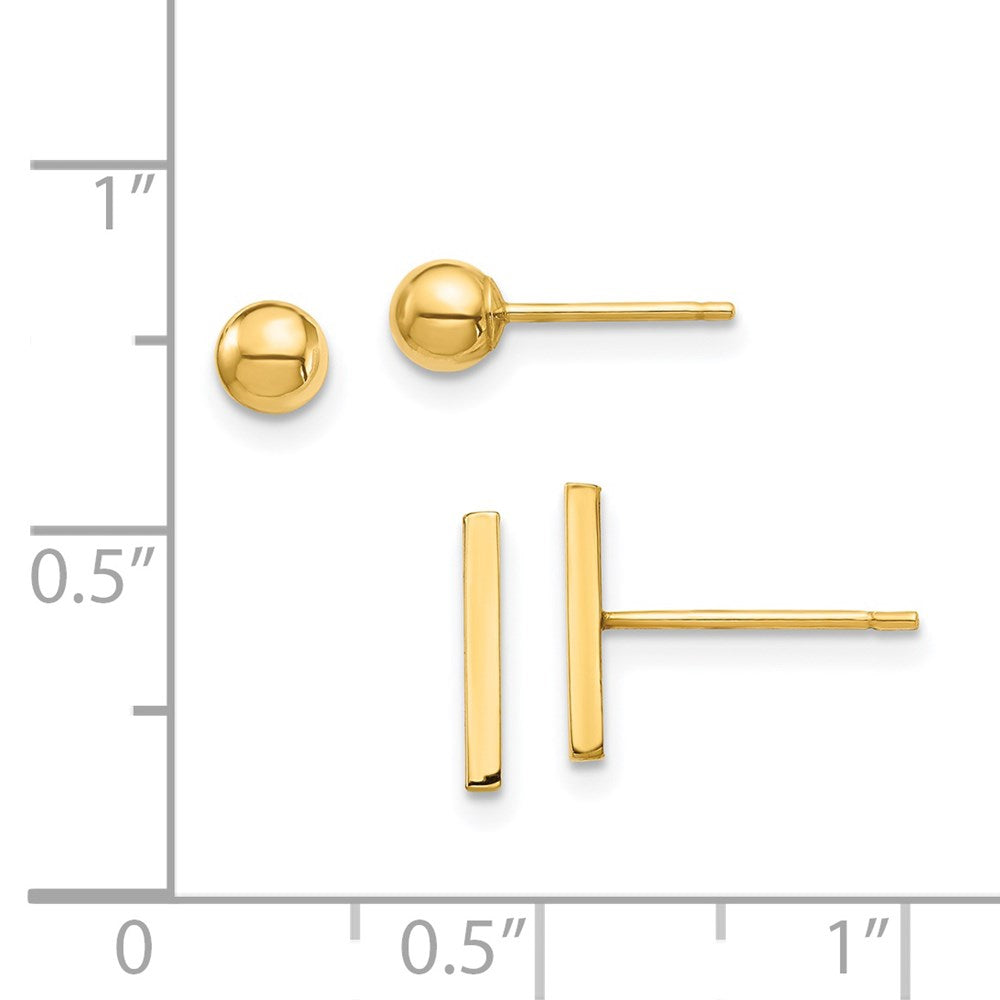 14k Yellow Gold 1 mm Ball Post Earrings Set (0.45 grams)
