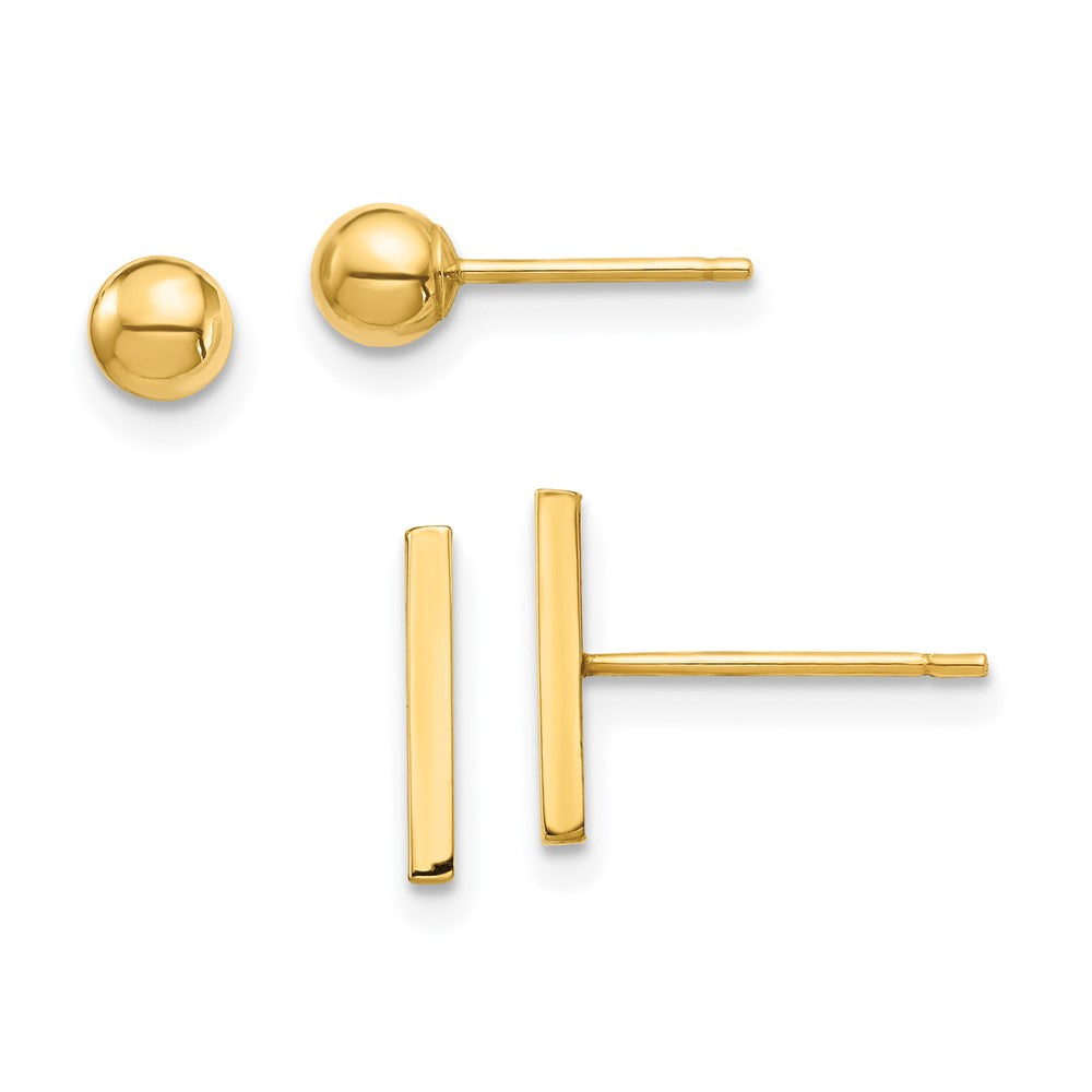 14k Yellow Gold 1 mm Ball Post Earrings Set (0.45 grams)