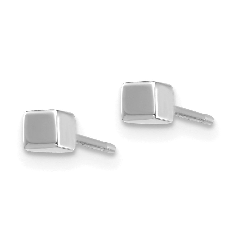 14k White Gold 3.03 mm Square Stud Earrings (0.38 grams)