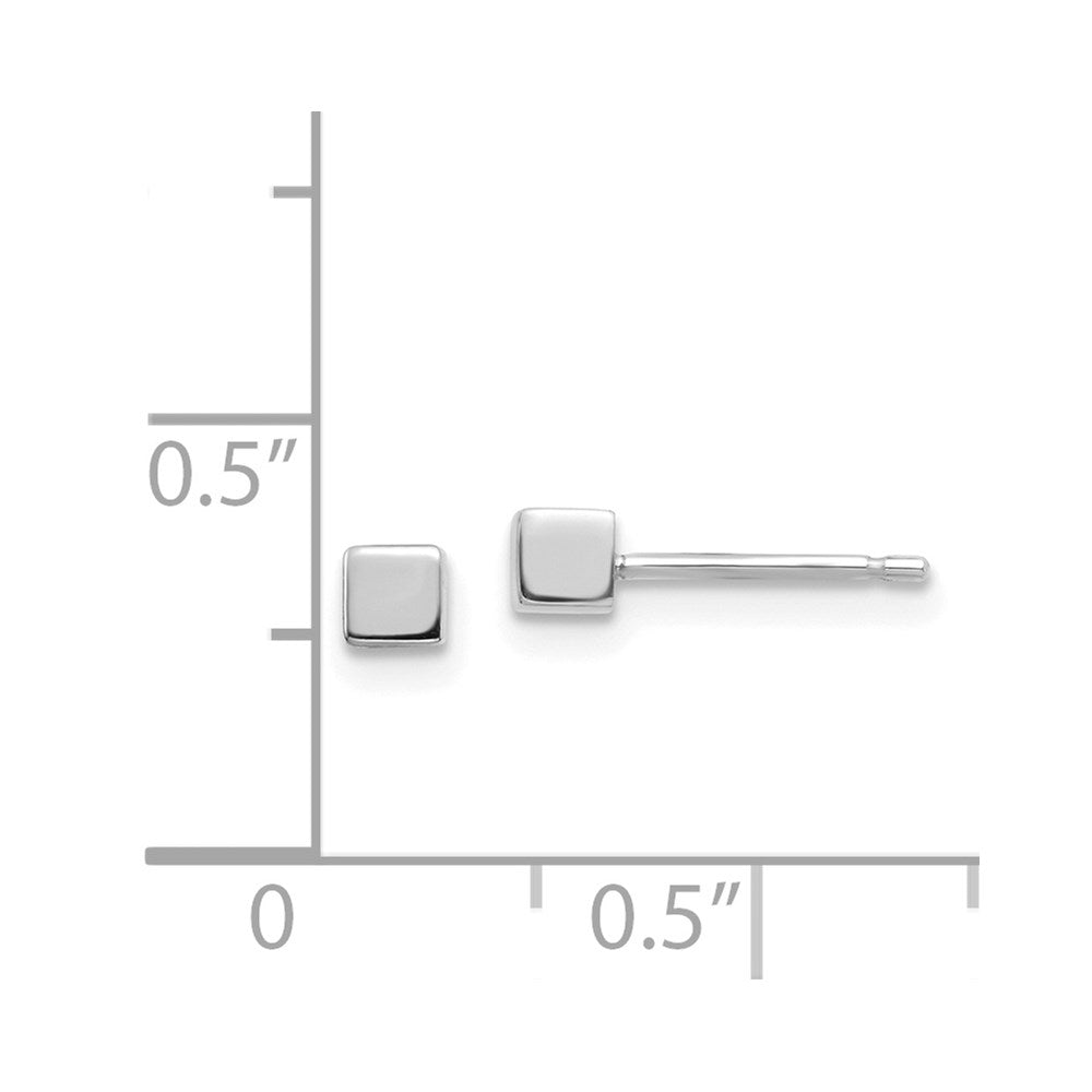 14k White Gold 3.03 mm Square Stud Earrings (0.38 grams)