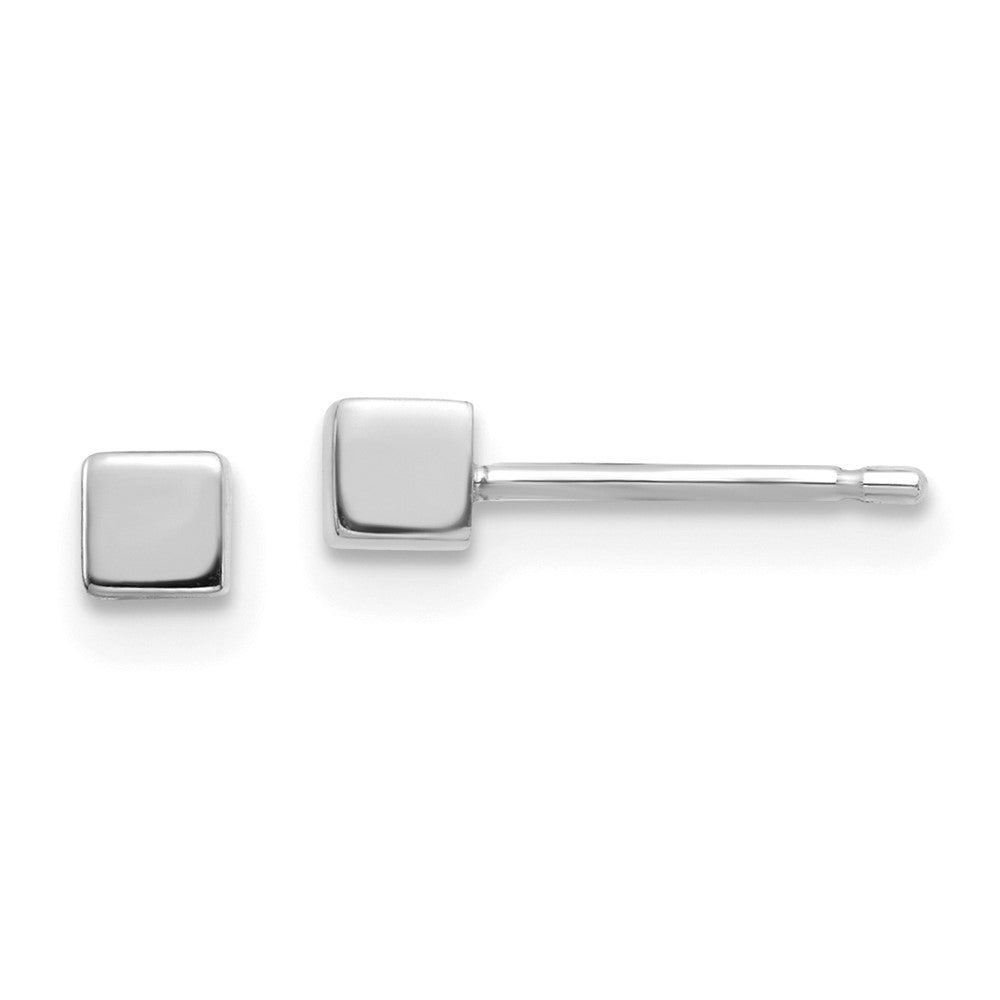 14k White Gold 3.03 mm Square Stud Earrings (0.38 grams)