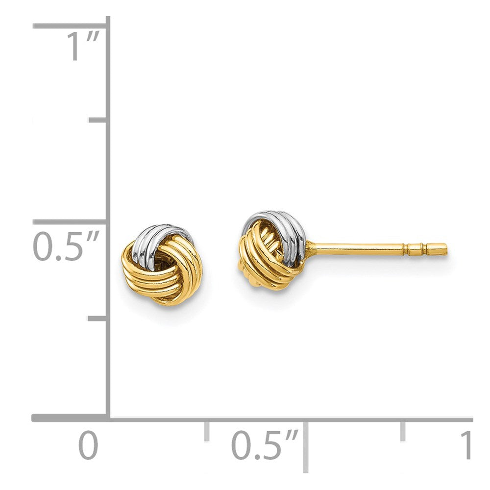 14k Yellow & Rhodium 5.12 mm Love Knot Post Earring (0.36 grams)