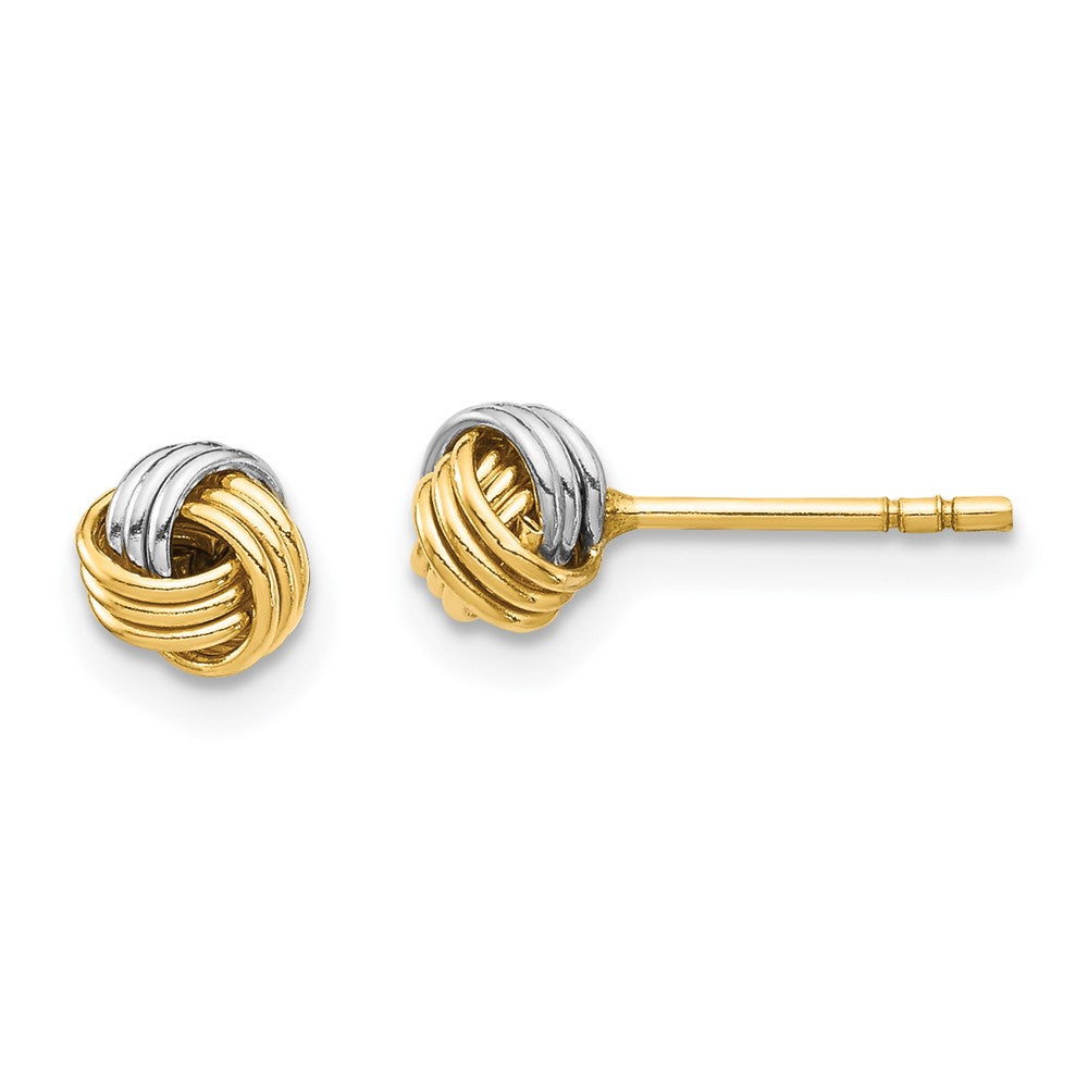 14k Yellow & Rhodium 5.12 mm Love Knot Post Earring (0.36 grams)