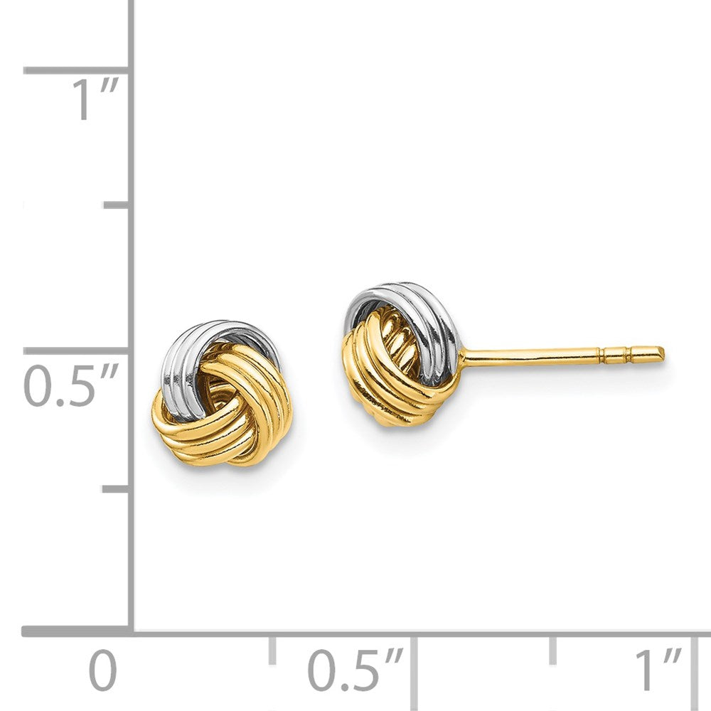 14k Yellow & Rhodium 6.26 mm Love Knot Post Earring (0.53 grams)
