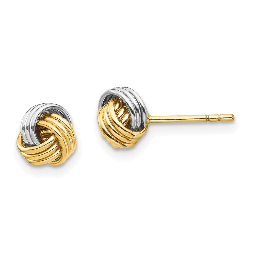 14k Yellow & Rhodium 6.26 mm Love Knot Post Earring (0.53 grams)