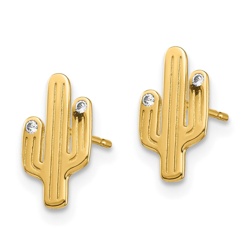 14k Yellow Gold 5.87 mm Cactus CZ Stud Earrings (0.62 grams)