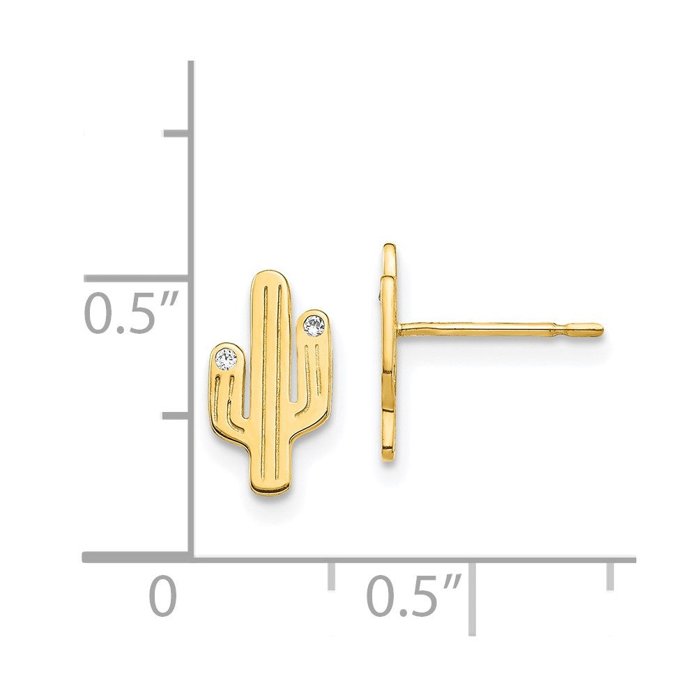 14k Yellow Gold 5.87 mm Cactus CZ Stud Earrings (0.62 grams)
