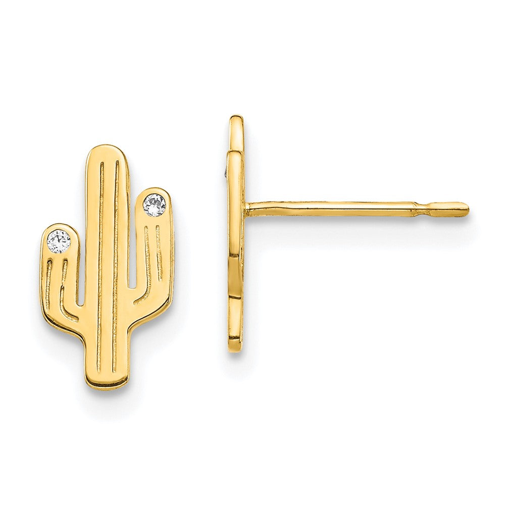 14k Yellow Gold 5.87 mm Cactus CZ Stud Earrings (0.62 grams)