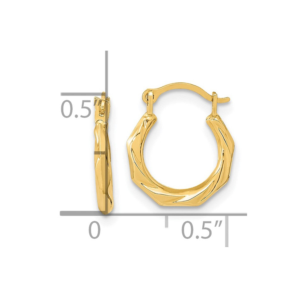 14k Yellow Gold 11.14 mm Polished Twist Hoop Earrings (0.28 grams)