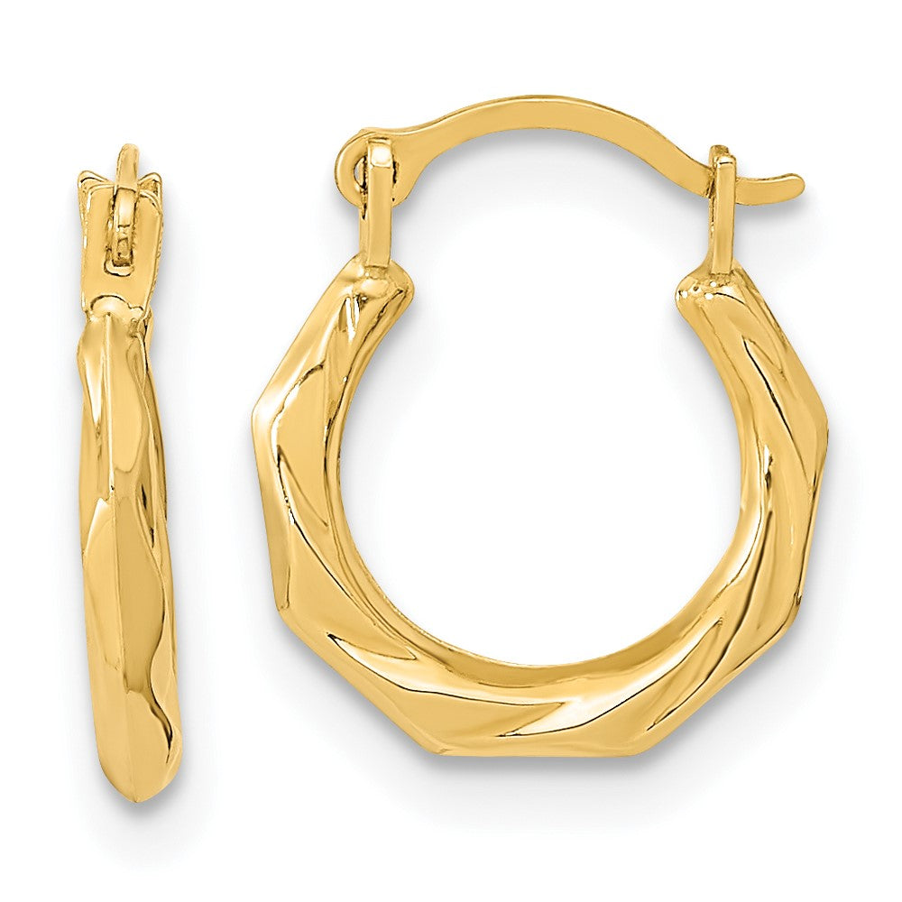 14k Yellow Gold 11.14 mm Polished Twist Hoop Earrings (0.28 grams)
