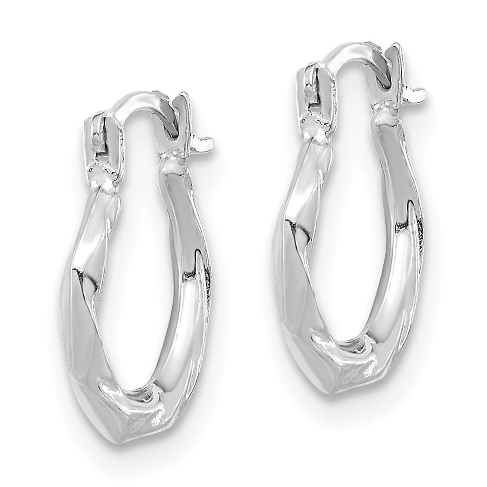 14k White Gold 11.14 mm Polished Twist Hoop Earrings (0.28 grams)