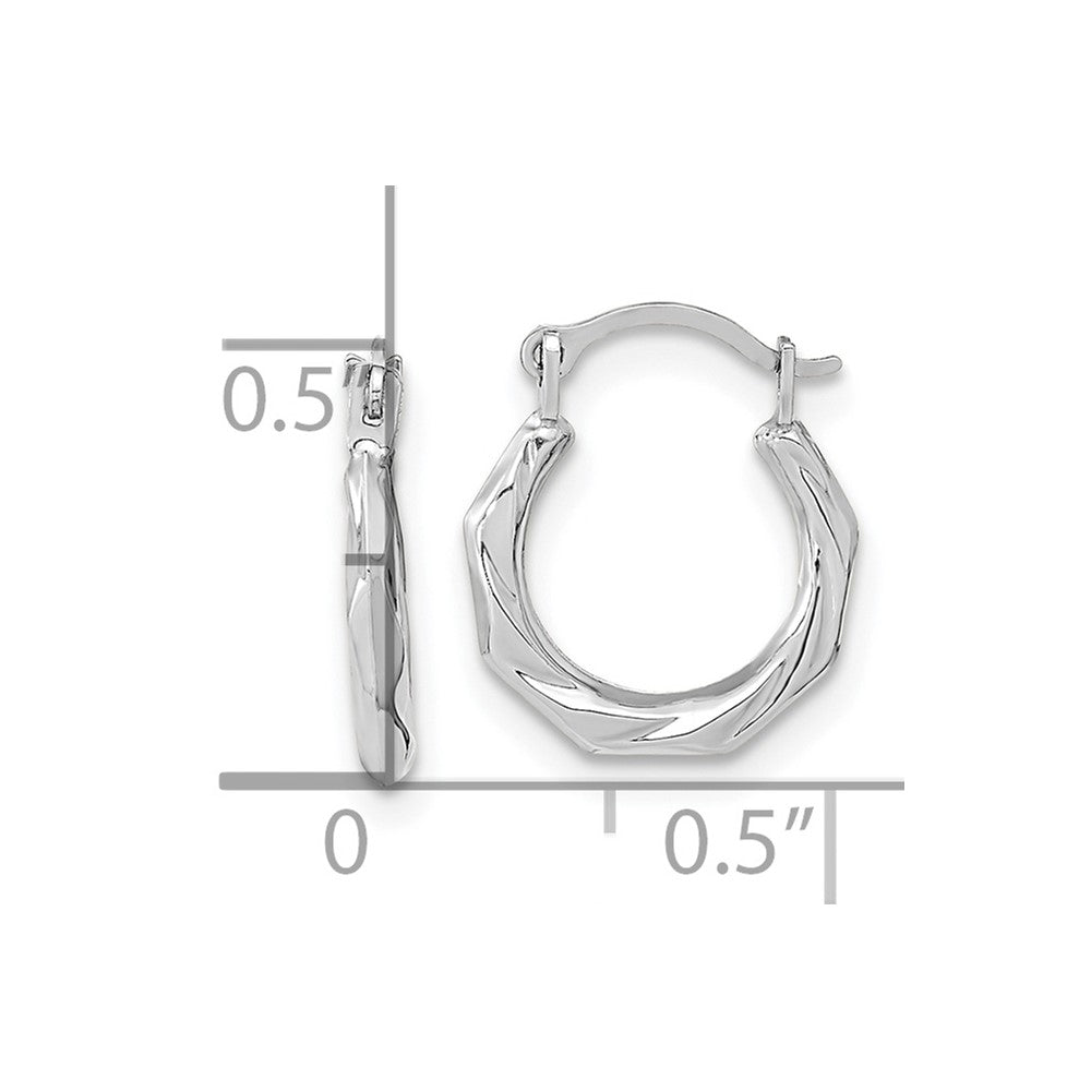 14k White Gold 11.14 mm Polished Twist Hoop Earrings (0.28 grams)