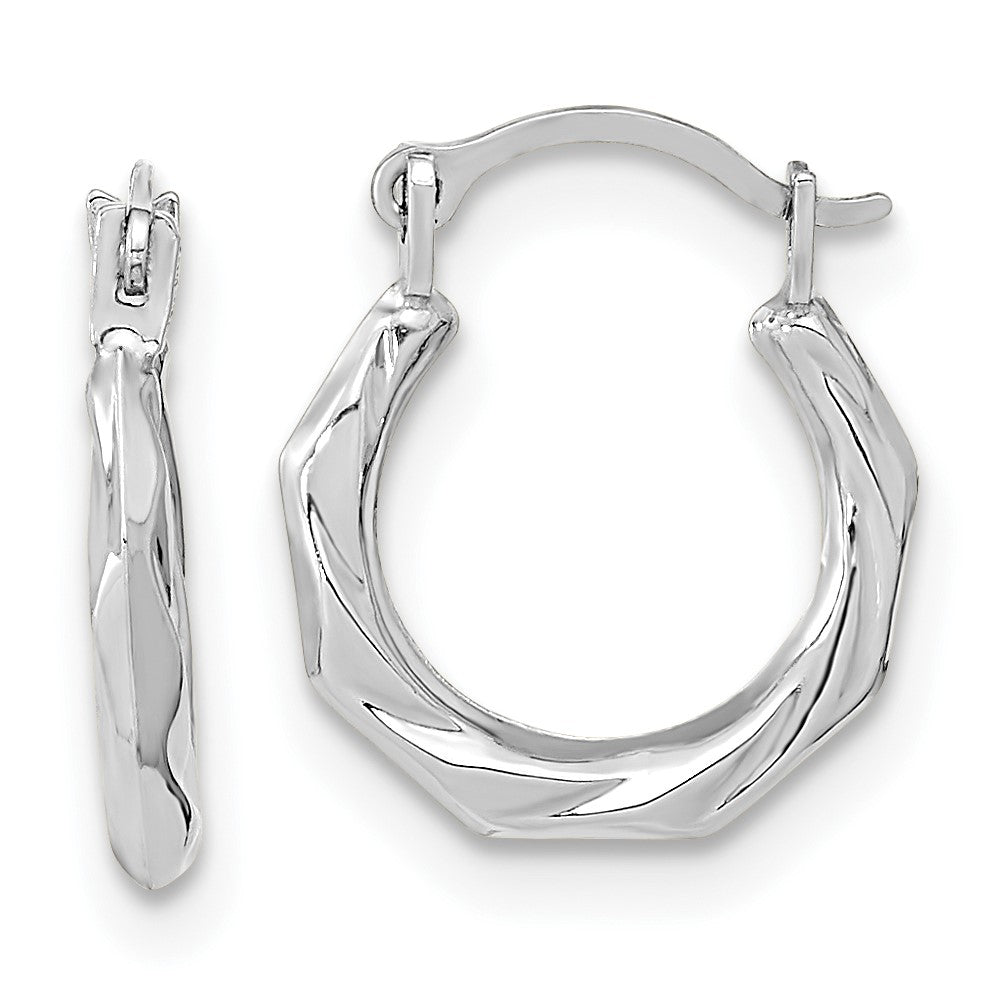 14k White Gold 11.14 mm Polished Twist Hoop Earrings (0.28 grams)