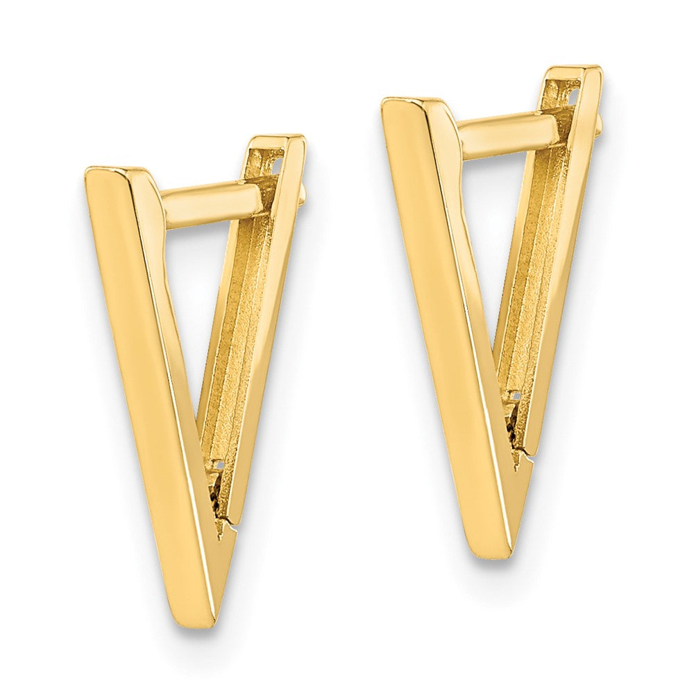 14k Yellow Gold 11.37 mm Polished Triangle Hoop Earrings (1.06 grams)