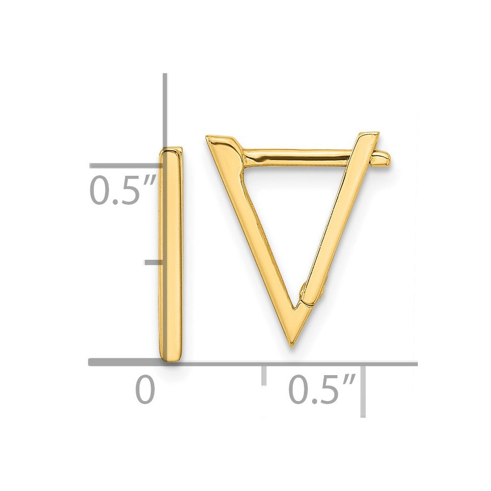 14k Yellow Gold 11.37 mm Polished Triangle Hoop Earrings (1.06 grams)