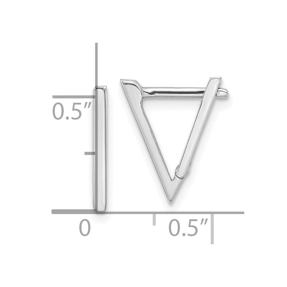 14k White Gold 11.37 mm Polished Triangle Hoop Earrings (1.1 grams)