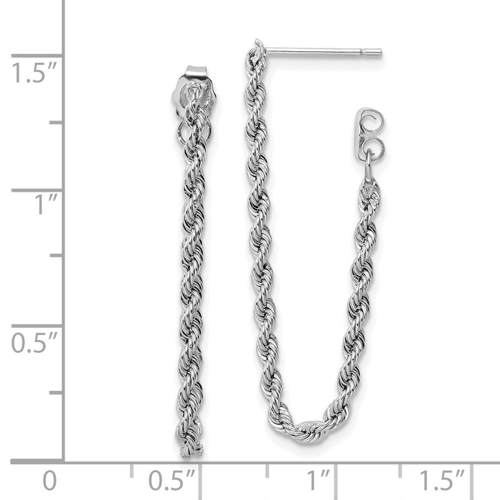 14k White Gold 2.15 mm Polished Rope Dangle Earrings (0.98 grams)