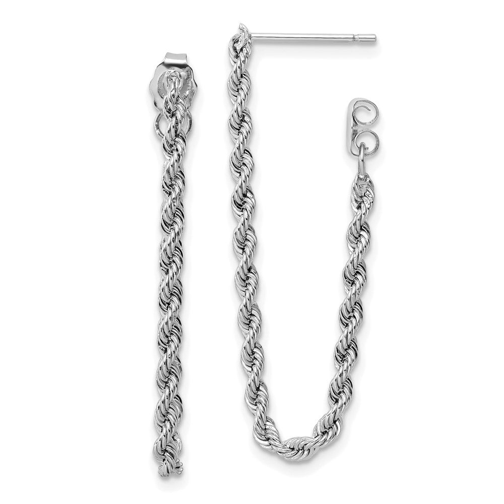 14k White Gold 2.15 mm Polished Rope Dangle Earrings (0.98 grams)