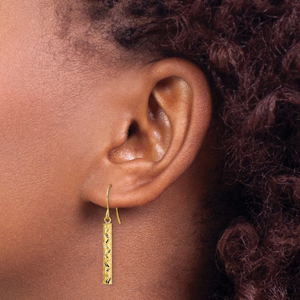 14k Yellow Gold 3.15 mm Polished Dangle Earrings (1.05 grams)