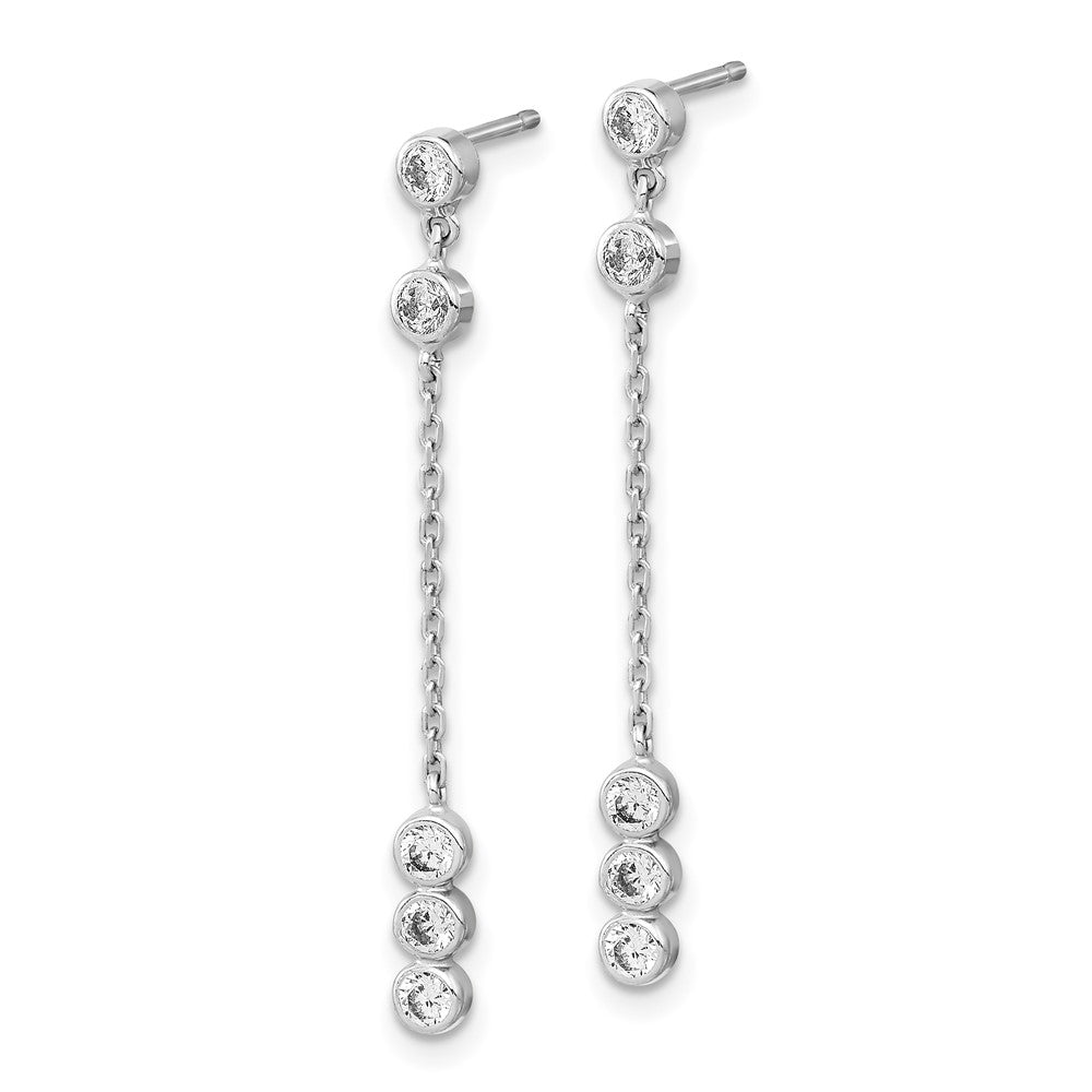 14k White Gold 3.15 mm CZ Chain Link Dangle Earrings (1.06 grams)