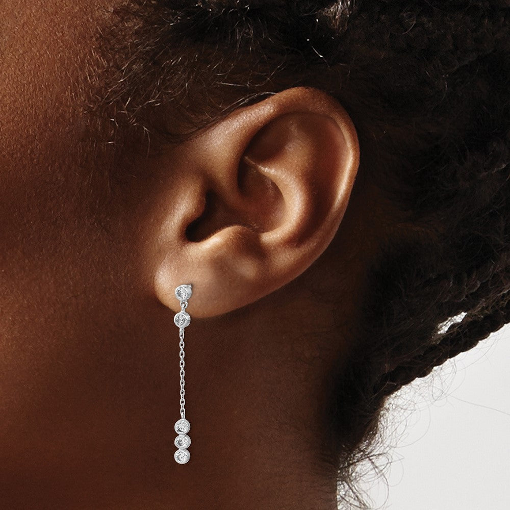 14k White Gold 3.15 mm CZ Chain Link Dangle Earrings (1.06 grams)