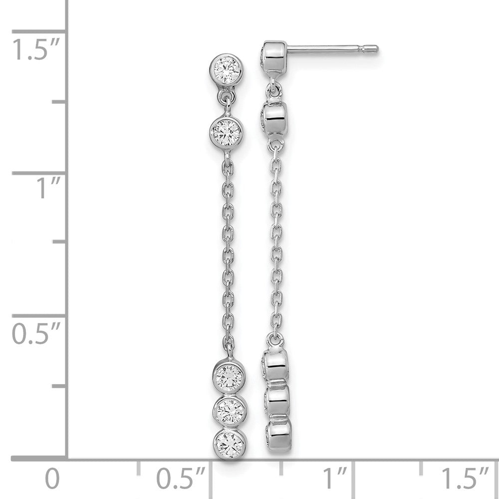 14k White Gold 3.15 mm CZ Chain Link Dangle Earrings (1.06 grams)