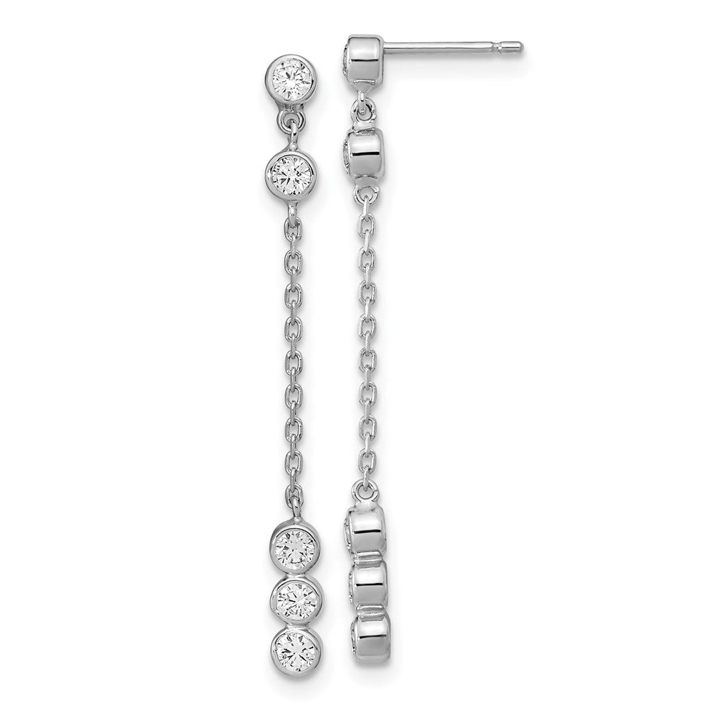 14k White Gold 3.15 mm CZ Chain Link Dangle Earrings (1.06 grams)