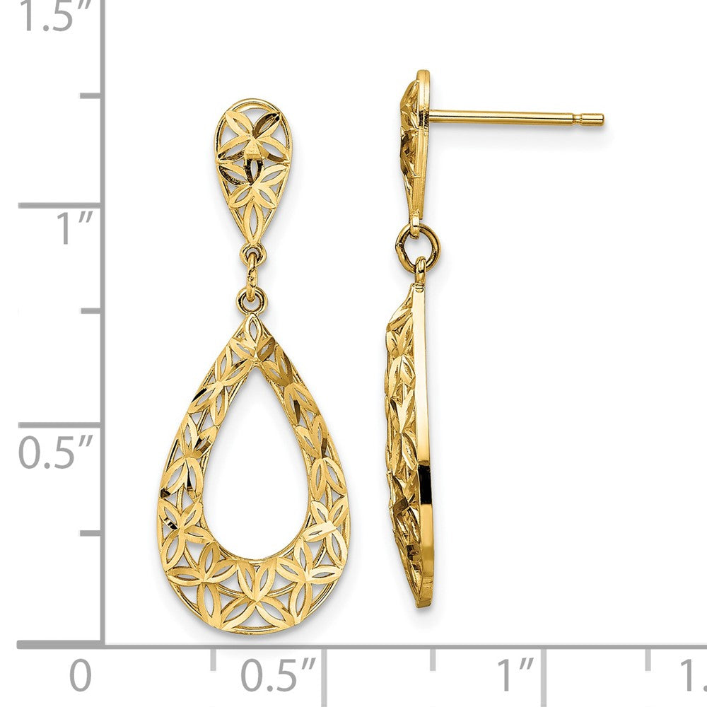 14k Yellow Gold 11.45 mm D/C Dangle Post Earrings (1.51 grams)