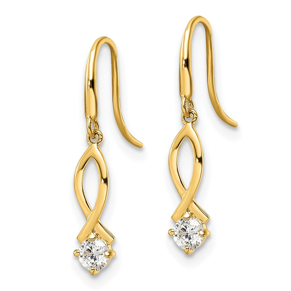 14k Yellow Gold 3.95 mm CZ Dangle Earrings (0.67 grams)