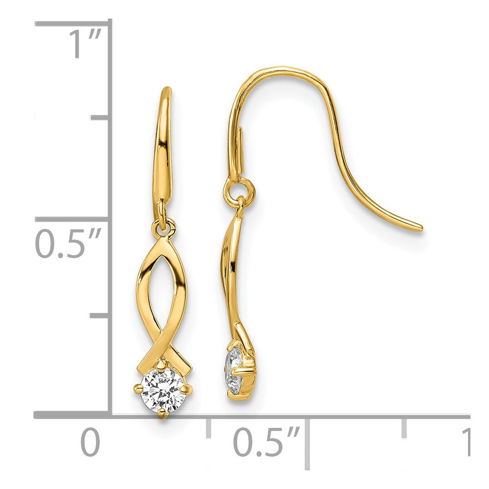 14k Yellow Gold 3.95 mm CZ Dangle Earrings (0.67 grams)