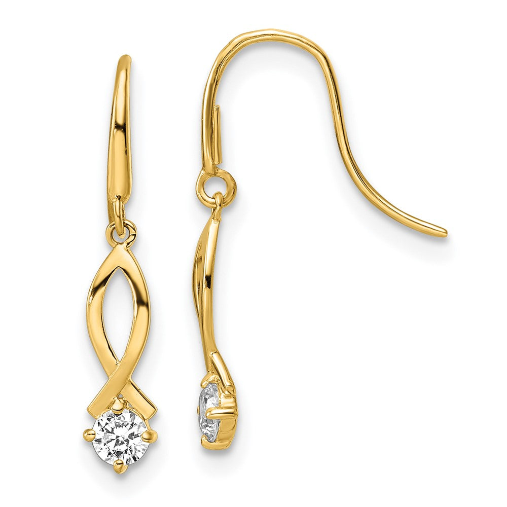 14k Yellow Gold 3.95 mm CZ Dangle Earrings (0.67 grams)