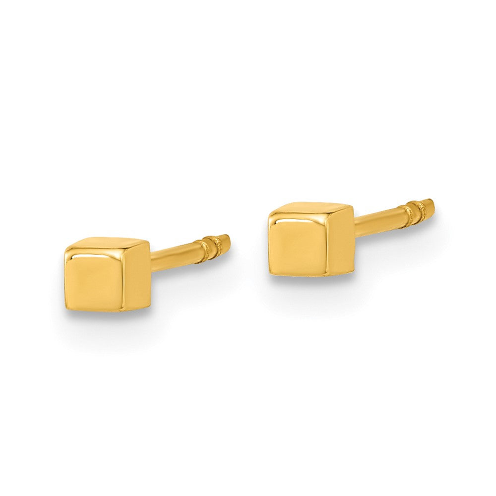 14k Yellow Gold 2.5 mm Polished Cube Post Earrings (0.29 grams)