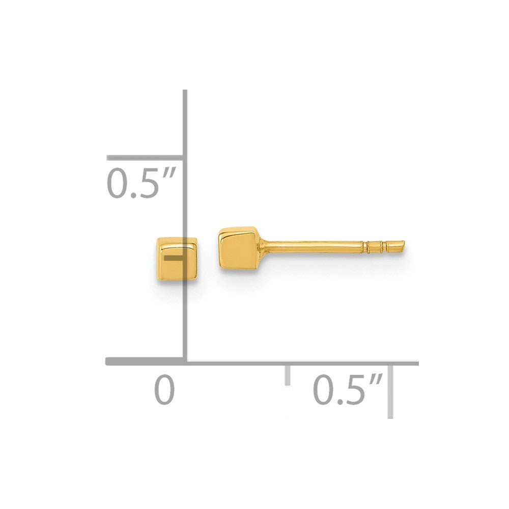 14k Yellow Gold 2.5 mm Polished Cube Post Earrings (0.29 grams)
