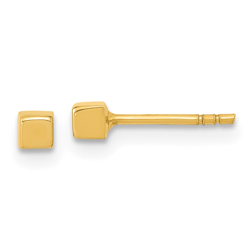 14k Yellow Gold 2.5 mm Polished Cube Post Earrings (0.29 grams)
