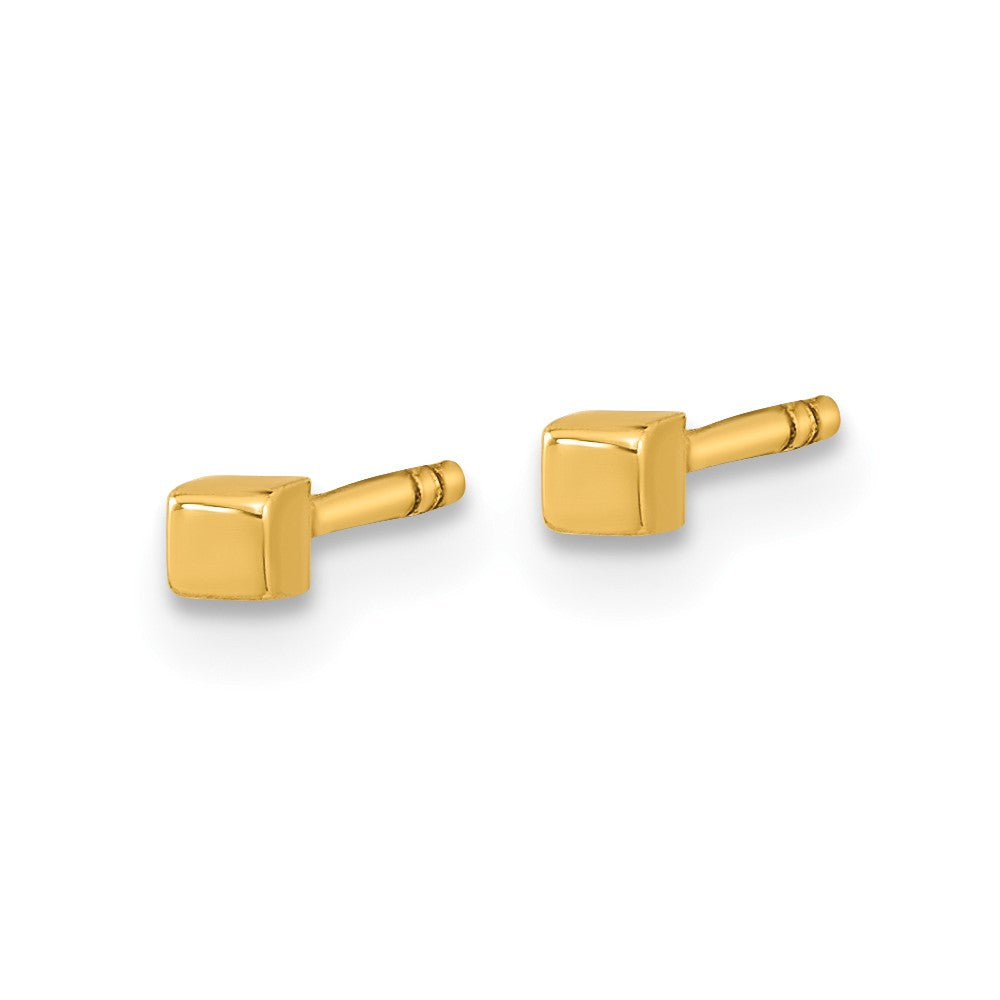 14k Yellow Gold 2 mm Polished Cube Post Earrings (0.27 grams)