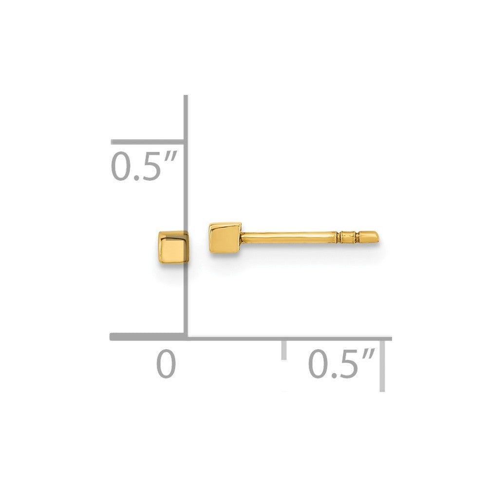 14k Yellow Gold 2 mm Polished Cube Post Earrings (0.27 grams)