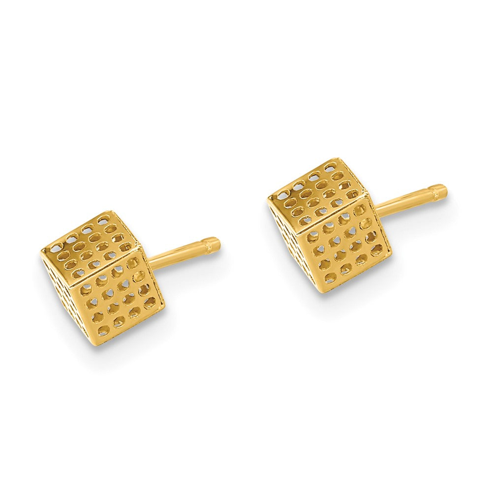 14k Yellow Gold 5.5 mm Gold Hollow Block Post Earrings (0.47 grams)