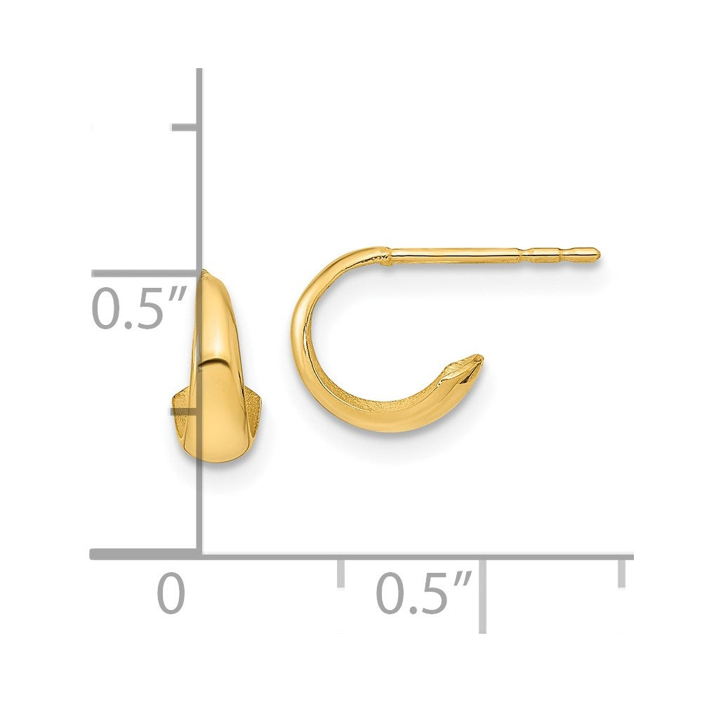 14k Yellow Gold 8 mm Polished Hoop Post Earrings (0.71 grams)