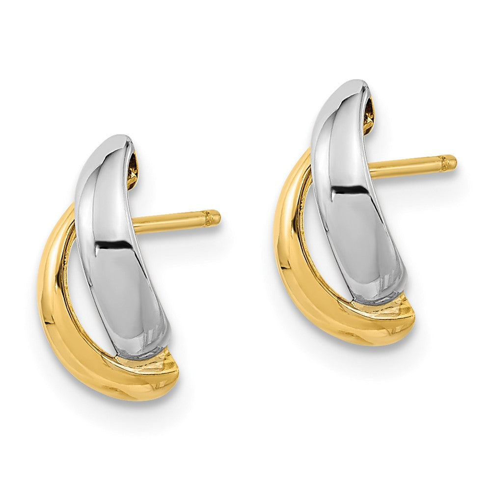 14k Yellow & Rhodium 5.75 mm Fancy Teardrop Post Earrings (0.69 grams)