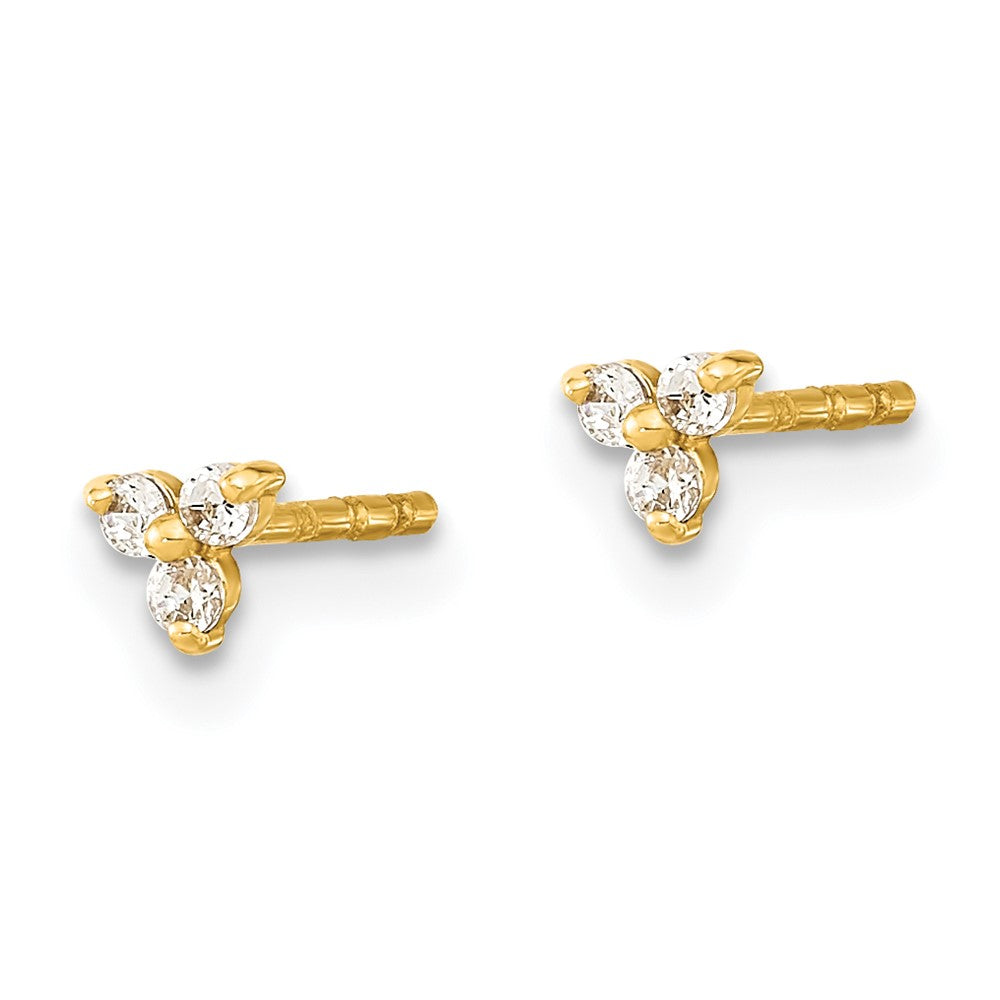14k Yellow Gold 3.4 mm Polished CZ Triangle Post Earrings (0.29 grams)