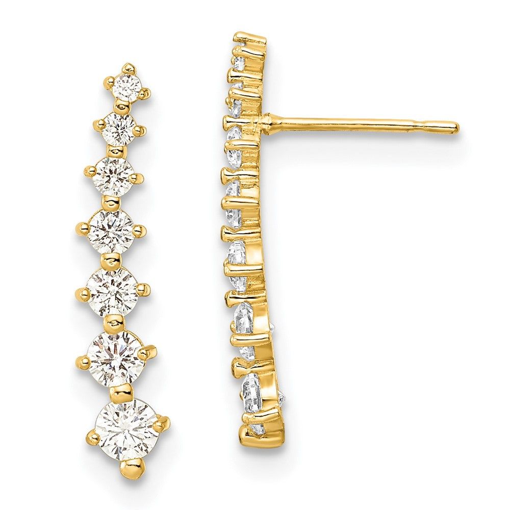 14k Yellow Gold 4 mm Polished White CZ Post Earrings (0.87 grams)
