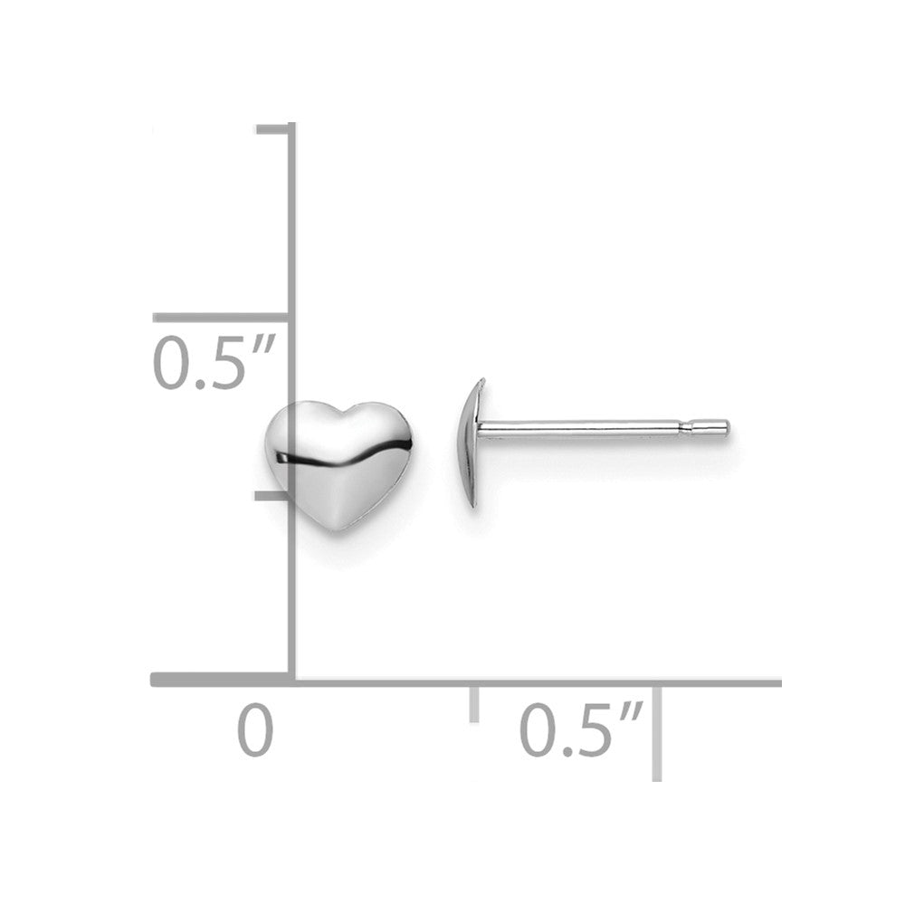 14k White Gold 5.25 mm Polished Heart Post Stud Earrings (0.11 grams)