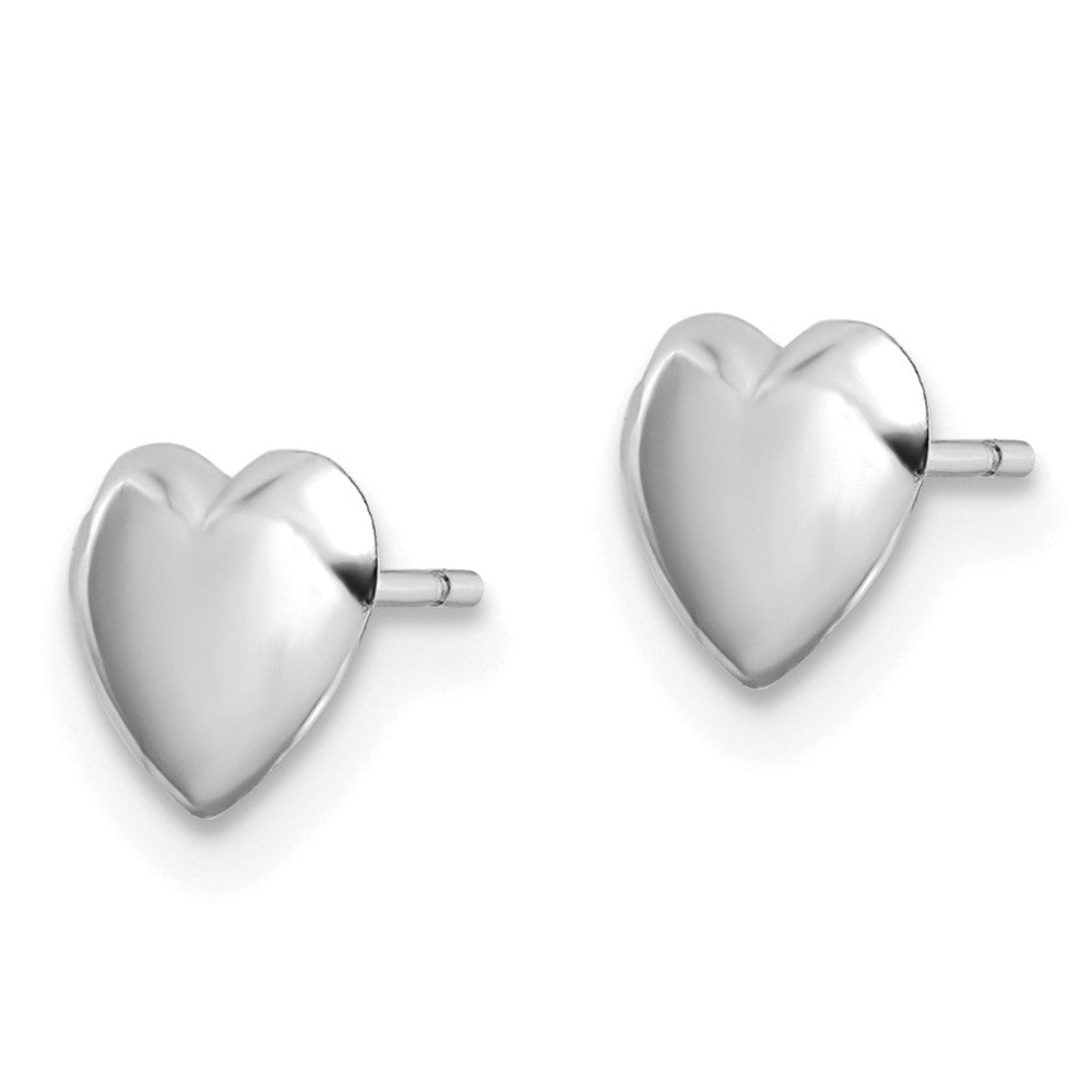 14k White Gold 6.25 mm Polished Heart Post Earrings (0.16 grams)