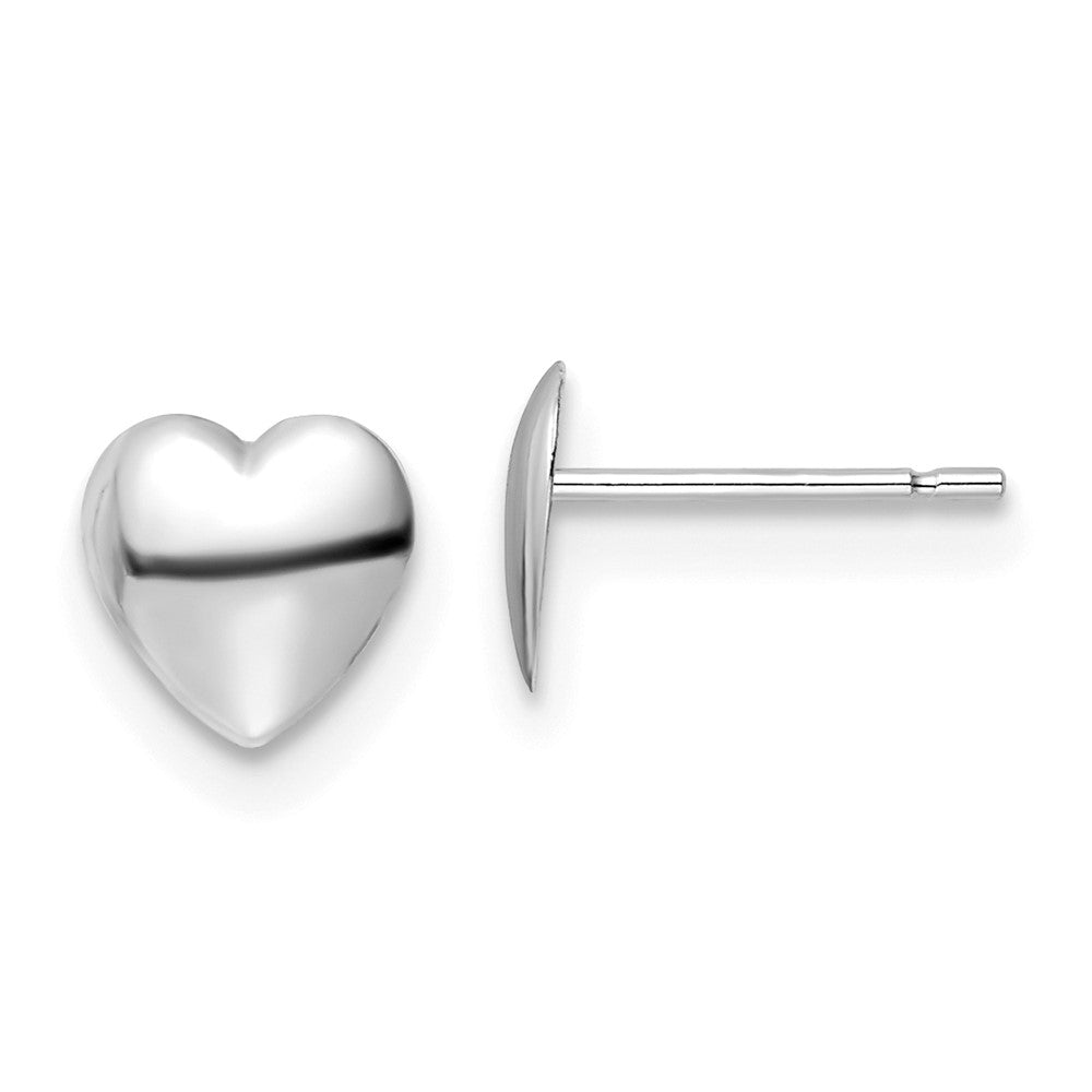 14k White Gold 6.25 mm Polished Heart Post Earrings (0.16 grams)
