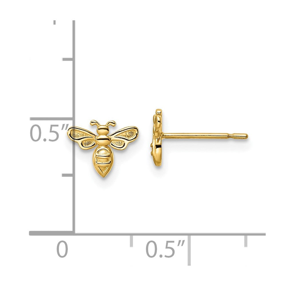 14k Yellow Gold 8 mm Bumble Bee Post Earrings (0.57 grams)