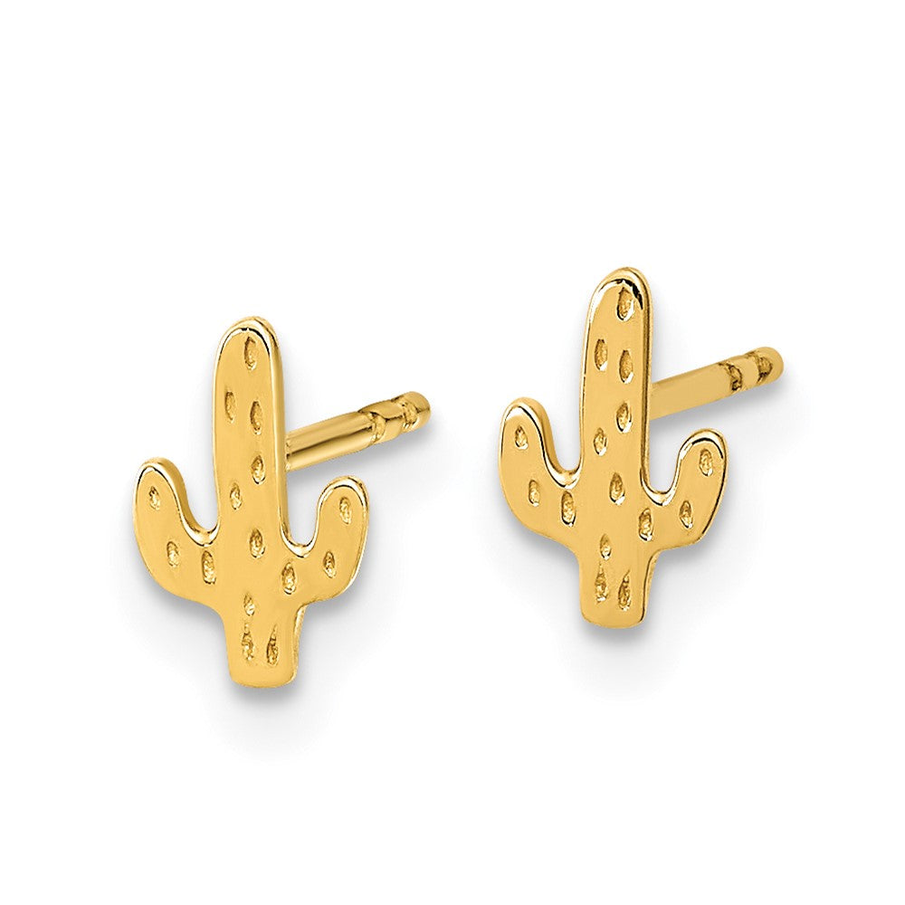 14k Yellow Gold 4.5 mm Polished Cactus Post Earrings (0.36 grams)