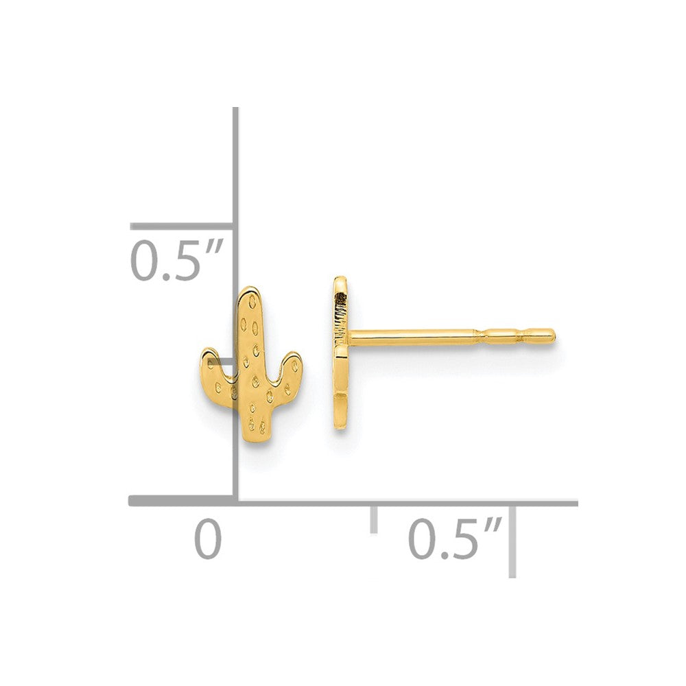 14k Yellow Gold 4.5 mm Polished Cactus Post Earrings (0.36 grams)