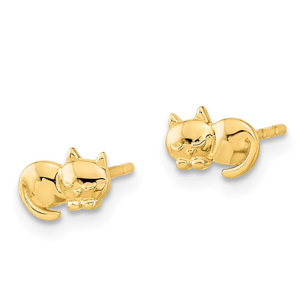 14k Yellow Gold 7.05 mm Polished Cat Post Earrings (0.46 grams)