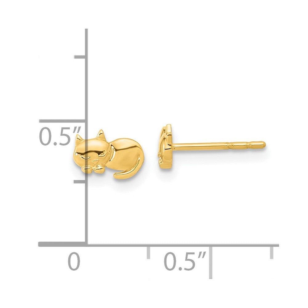 14k Yellow Gold 7.05 mm Polished Cat Post Earrings (0.46 grams)